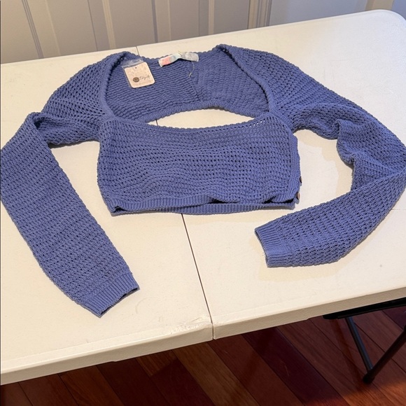 NWT Free People FP Beach Collection Purple Knit Shrug Long Sleeve Vacation Ready - Picture 13 of 13